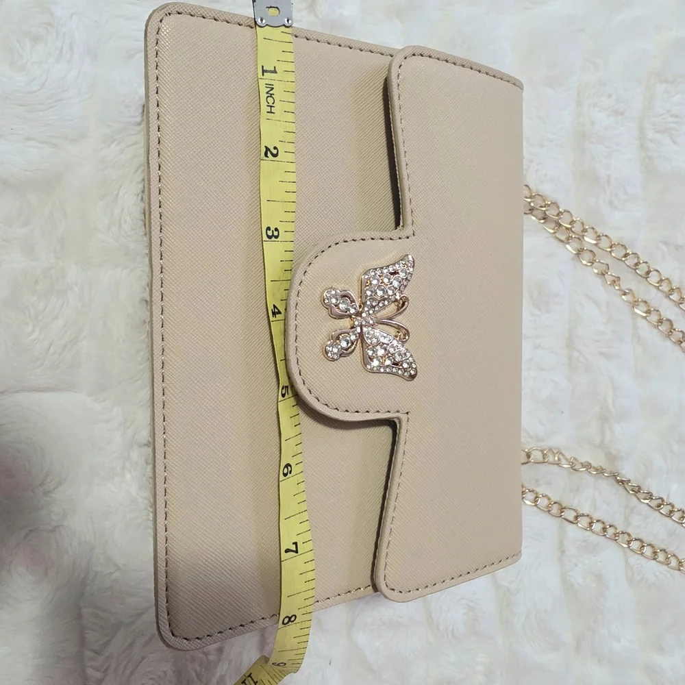 Chic‎ Beige Butterfly Chain Crossbody Bag